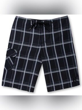 NWT Hurley Puerto Rico 22” Boardshorts Black Plaid Men’s 34 Surf Swim